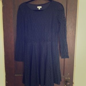 Navy long sleeve lace dress